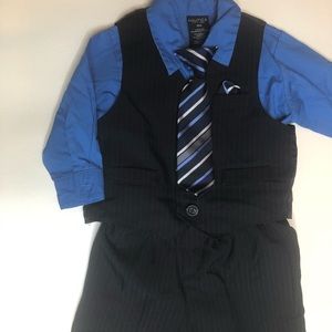 NAUTICAL 4 pcs Navy Pinstripes Tie Shirt-Pant-Vest